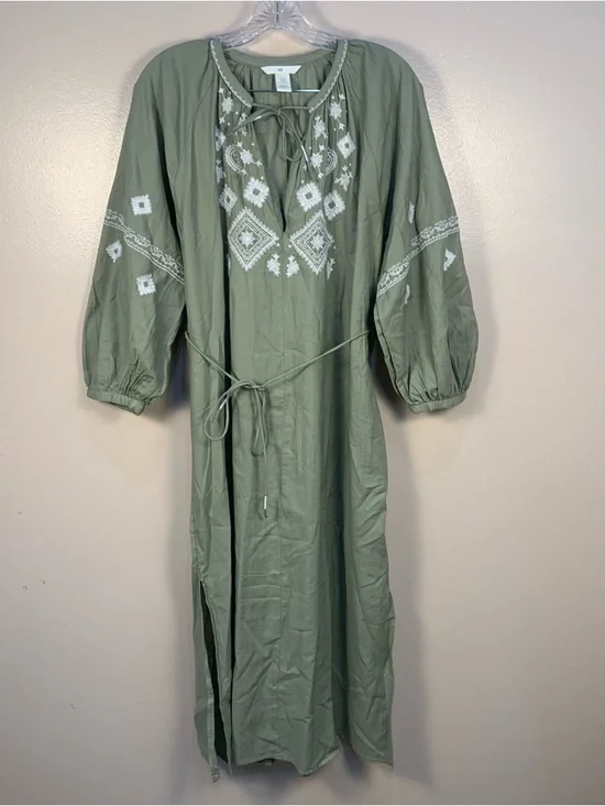 H&M Cotton Embroidered Midi Dress - Picture 9 of 11